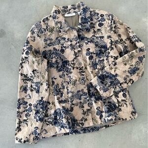 Tantrums Vintage Corduroy Embroidered Jacket Blazer Lined‎ Womens Medium Blue